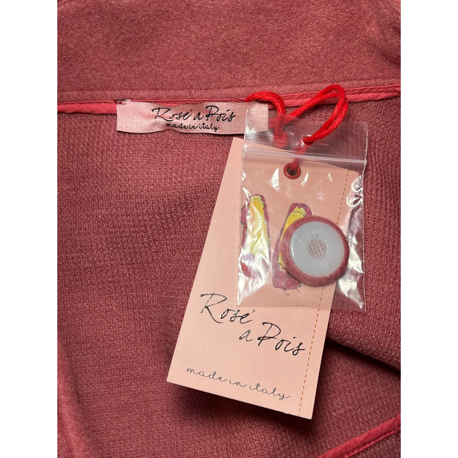 Rosé a Pois Syrah Wool Blend Cropped Jacket Pink Rosa Antico Made in Italy 38 Size XS - Image 2