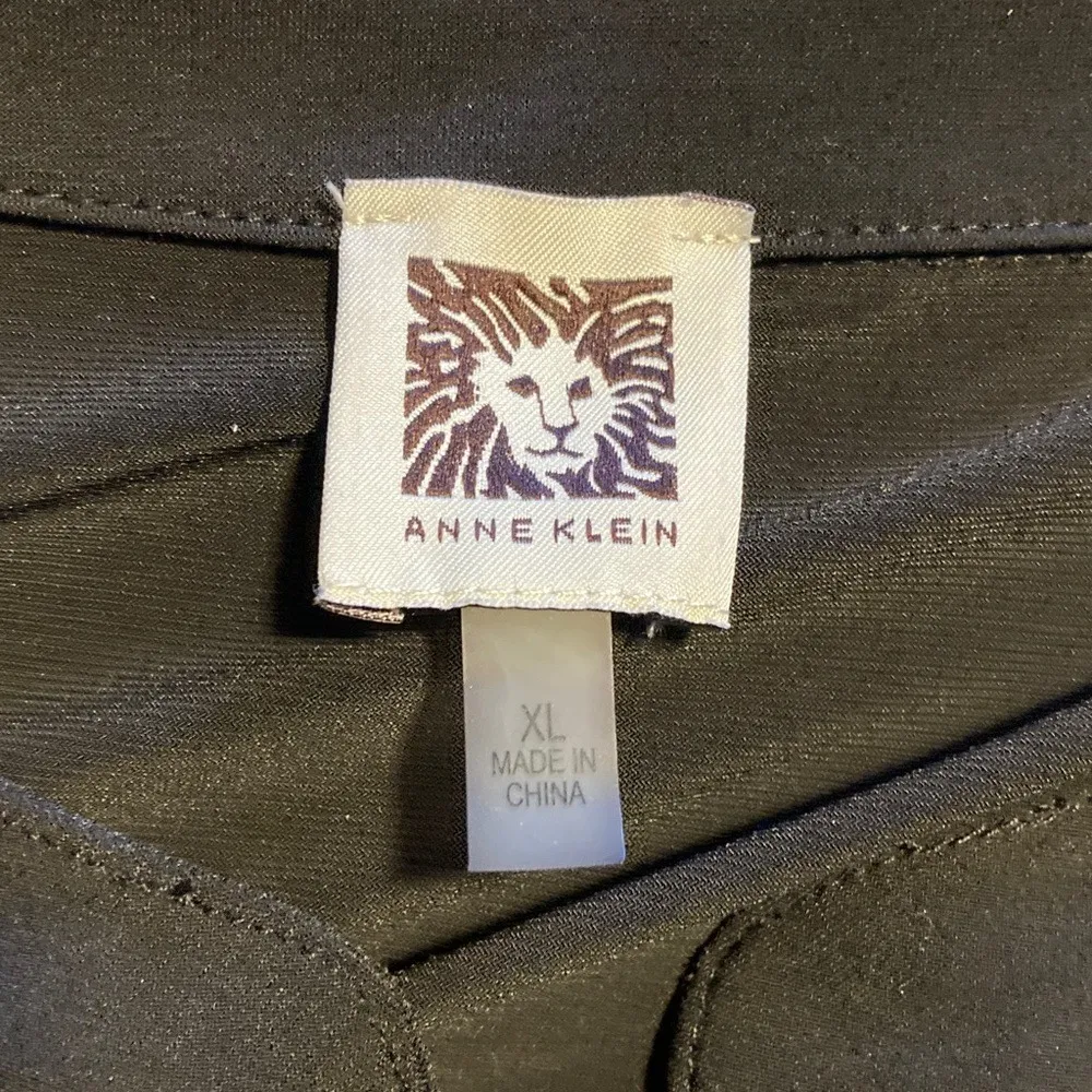 Anne Klein Black Zip Front Blouse Shirt Top Womens XL - Image 3