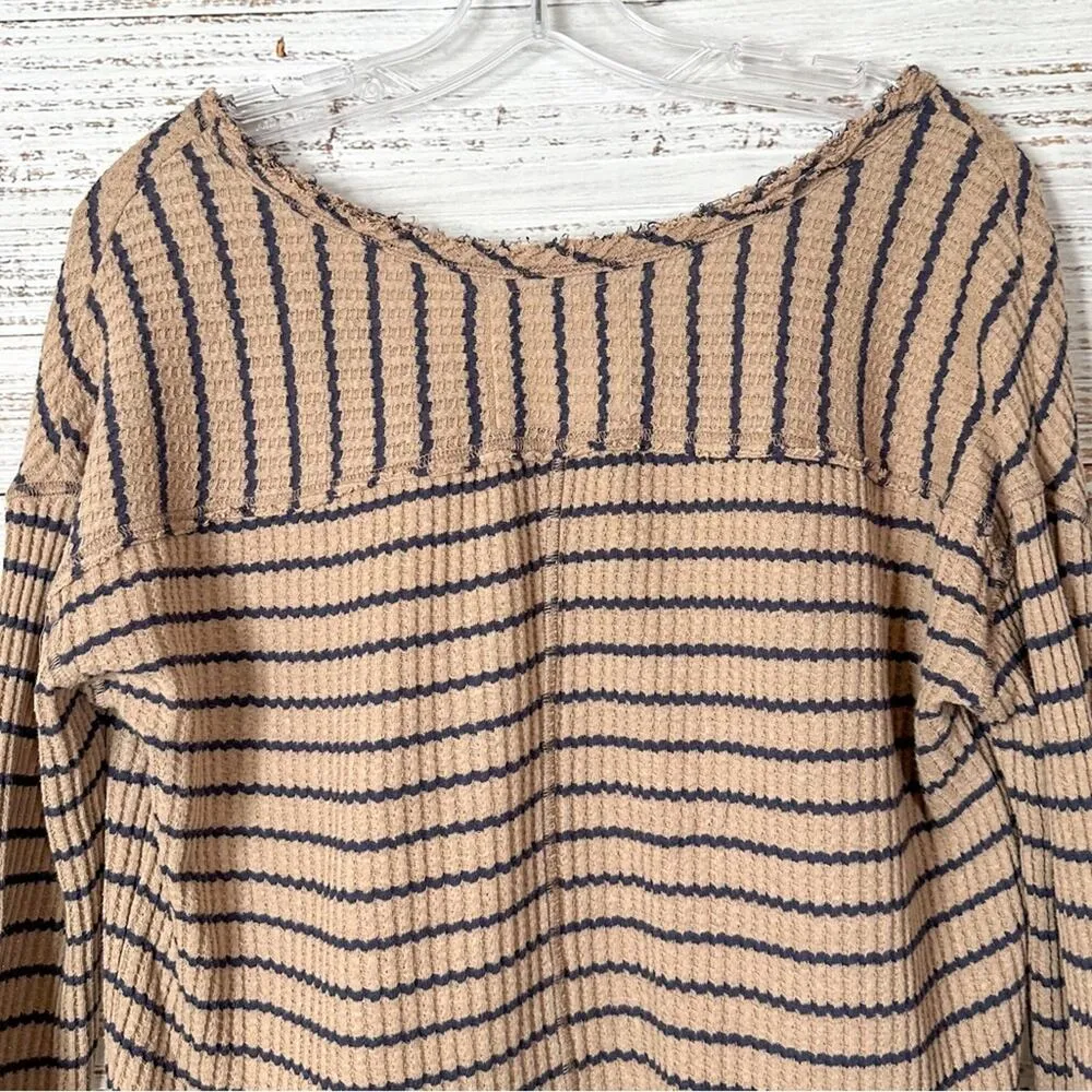 Free People We the Free Auntie Em Striped Thermal Peplum Top, GUC, Size Small - Image 6