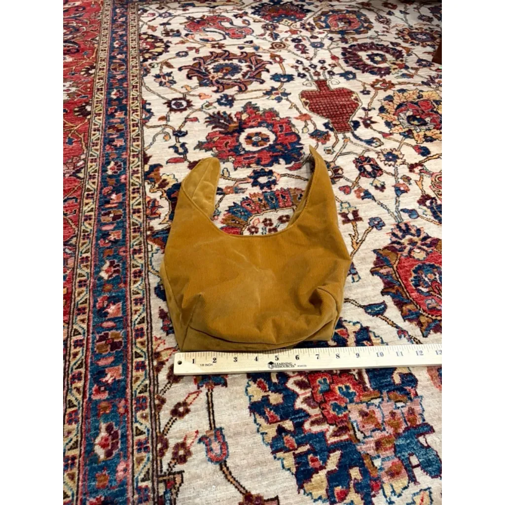 MERIT Golden Brown Corduroy Shoulder Bag Minimalist Slouchy Tote Purse - Image 3