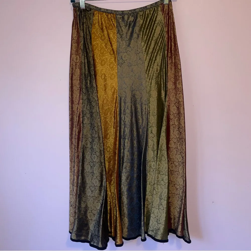 Chico's L Silk Blend Multicolor Satin Midi Skirt Boho Renaissance - Image 4