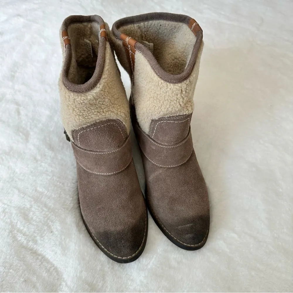 Kelsi Dagger Leather Sherpa Booties Size 8 - Image 4