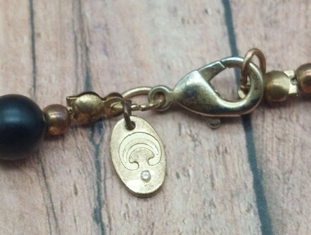 Charming Charlie Gold Tone & Black Long Beaded Necklace Chain Tassel Pendant 34" - Image 8