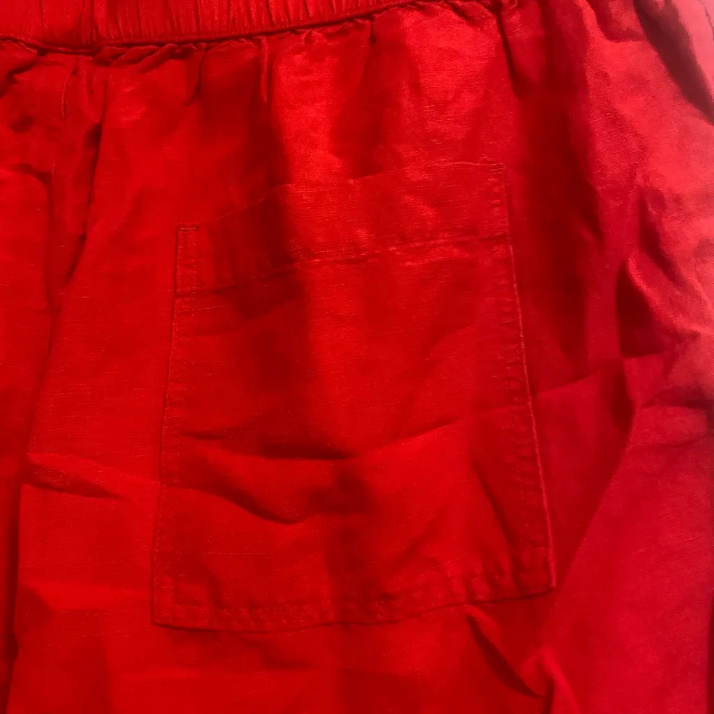 A New Day Womens Cherry Red Linen Rayon Blend Shorts L Large Waist 34” - Image 4