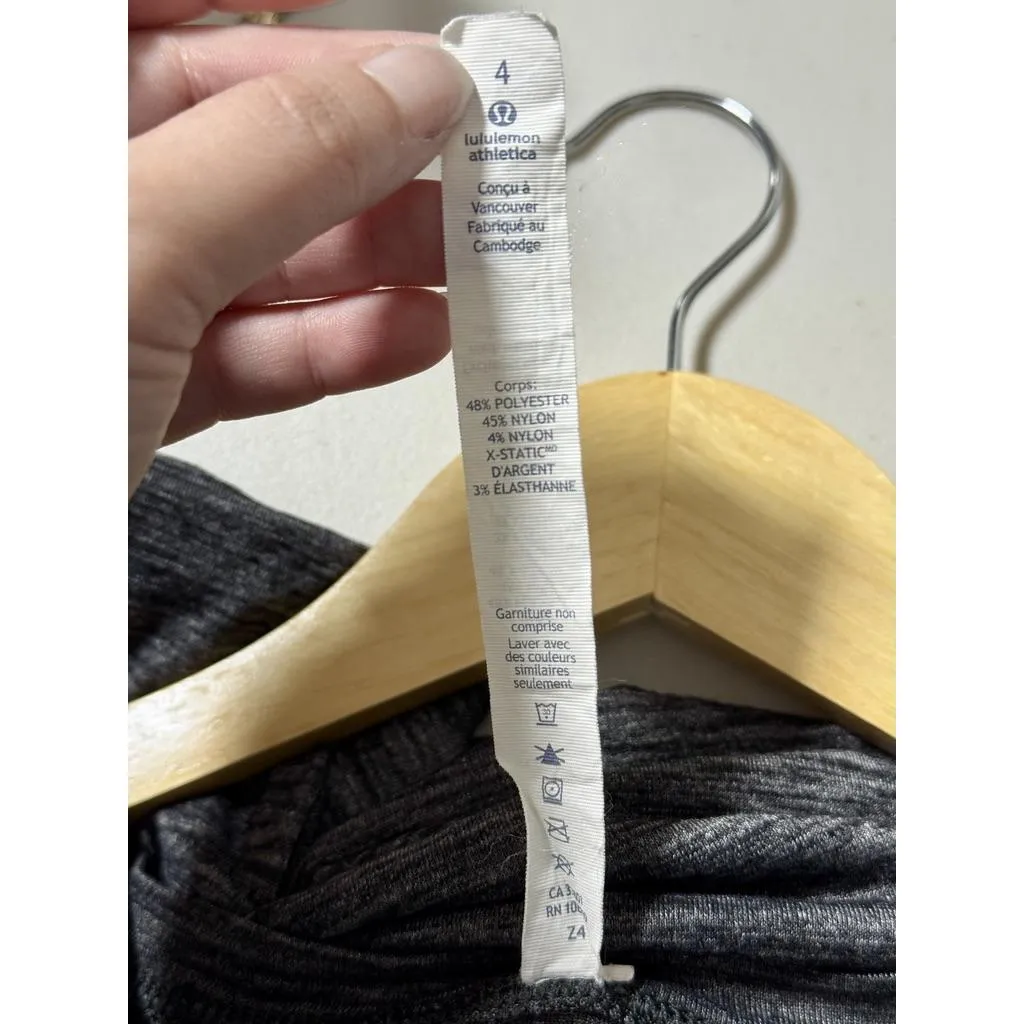 Lululemon Interval Long Sleeve Black Grey Ruched V-Neck Long Sleeve Shirt Size 4 - Image 11