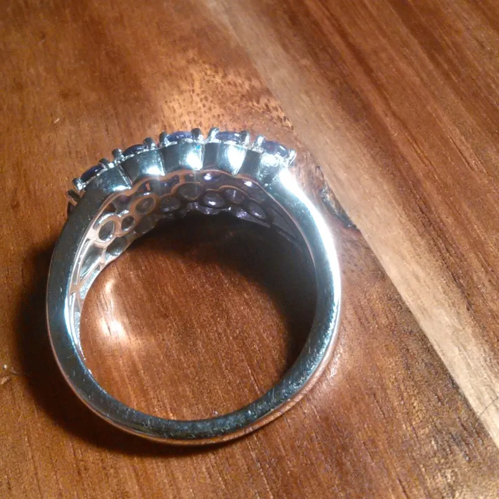 Premium Bolivian Amethyst and White Zircon Cascade Sterling Silver Ring (Size 9) - Image 7