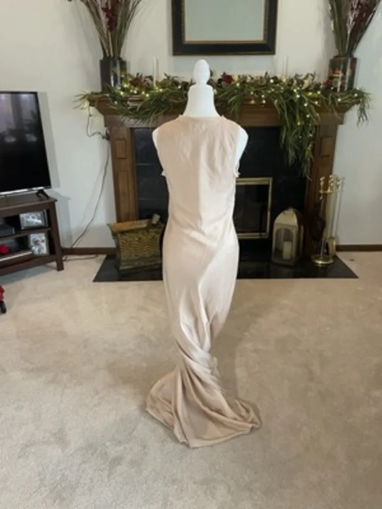 Avec Les Filles Dress Washed Statin Bias Slip Maxi Dress Size‎ M Light Pink - Image 3