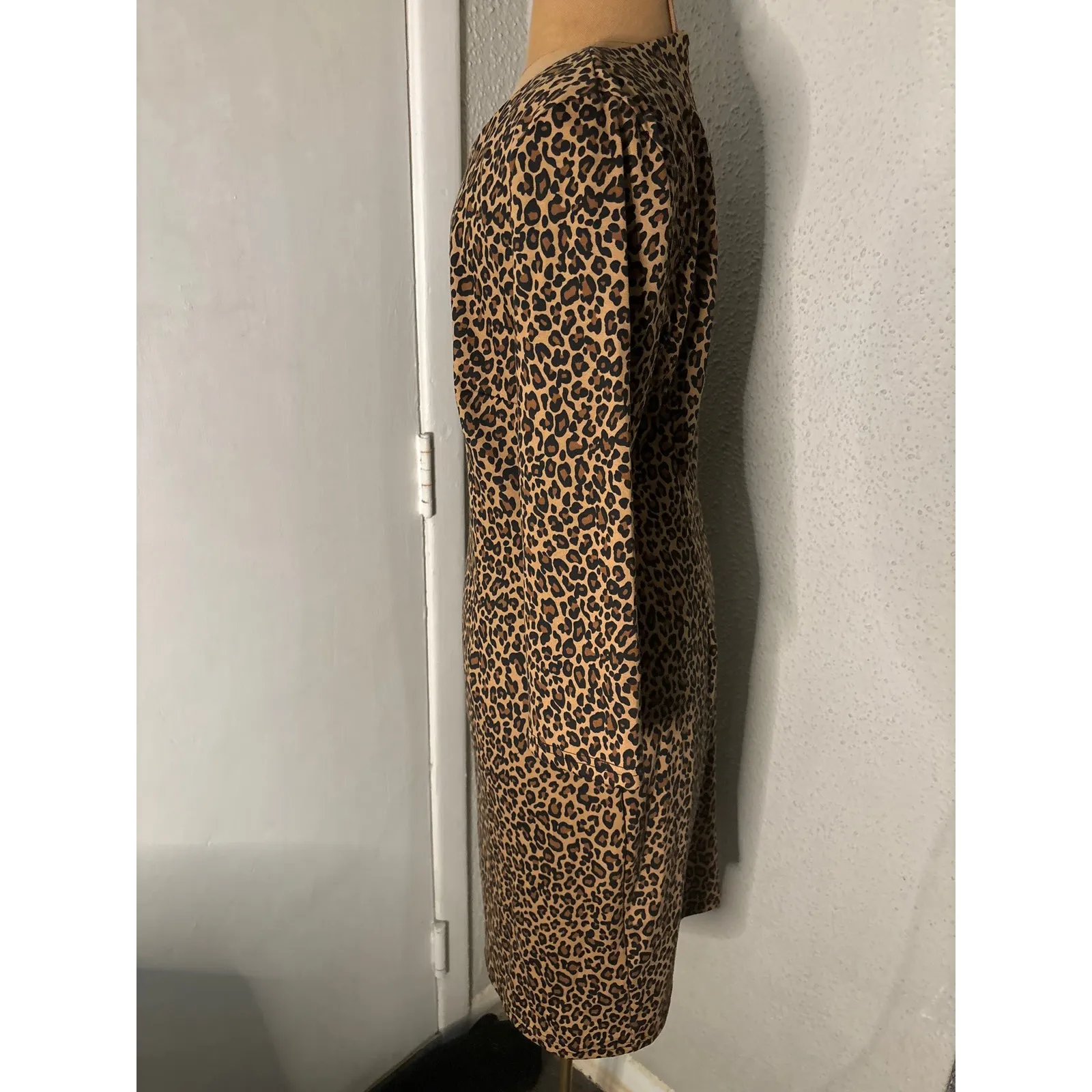 Spense Round Neck Leopard Pattern Shift Dress 10 Animal Print Corporate Siren Brown - Image 3