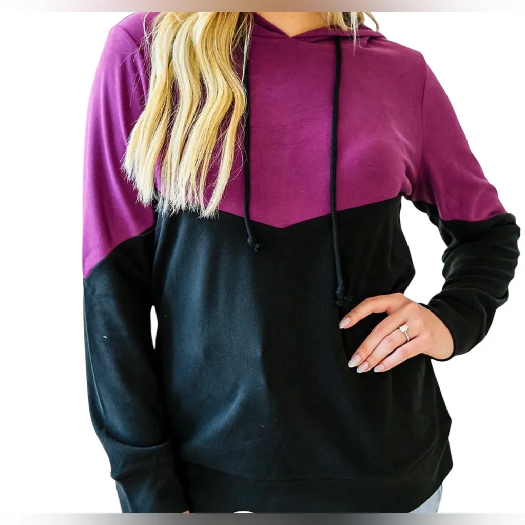 Shirley & Stone color block hoodie. Size XL. Purple over black - Image 2