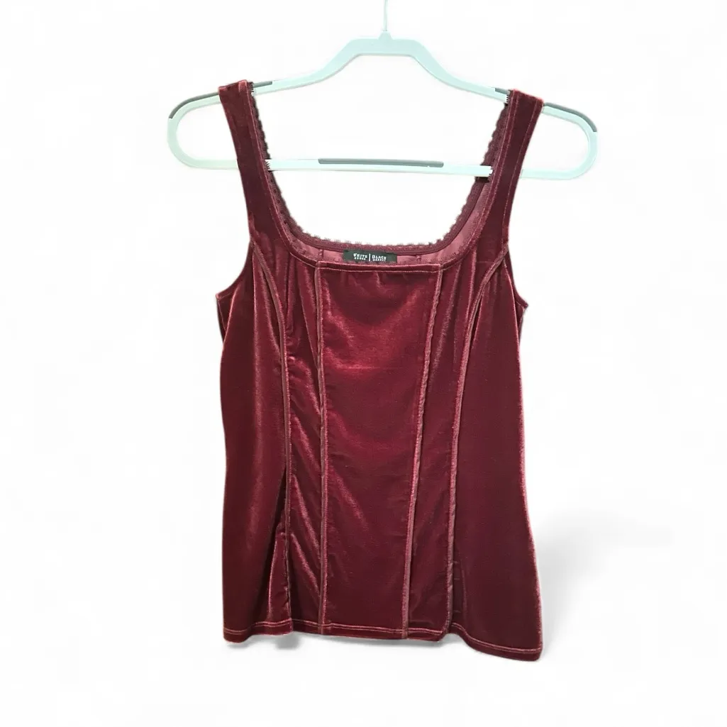 White House Black Market Red Velvet Corset Style Tank S - Image 2