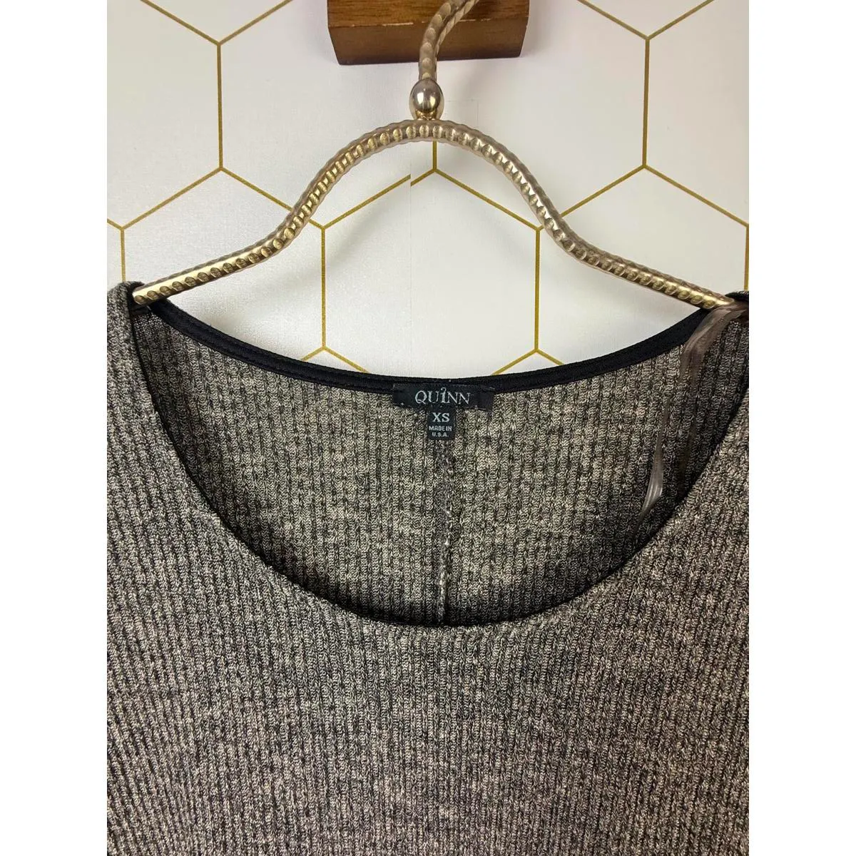 Quinn Gray Long Sleeve Top with Black Lace Hem - Image 5