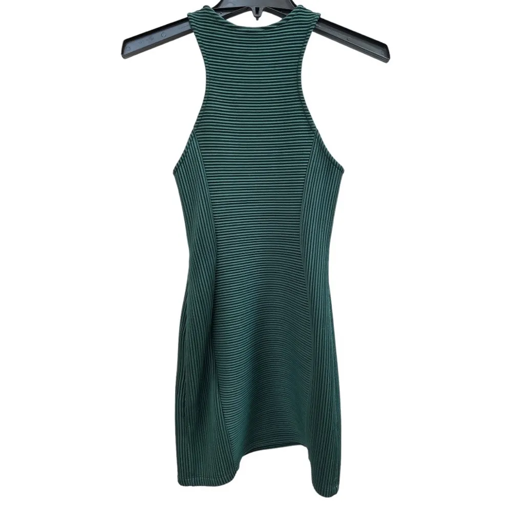 Topshop Bodycon Ribbed Mini Dress Teal Black Size 2 - Image 2