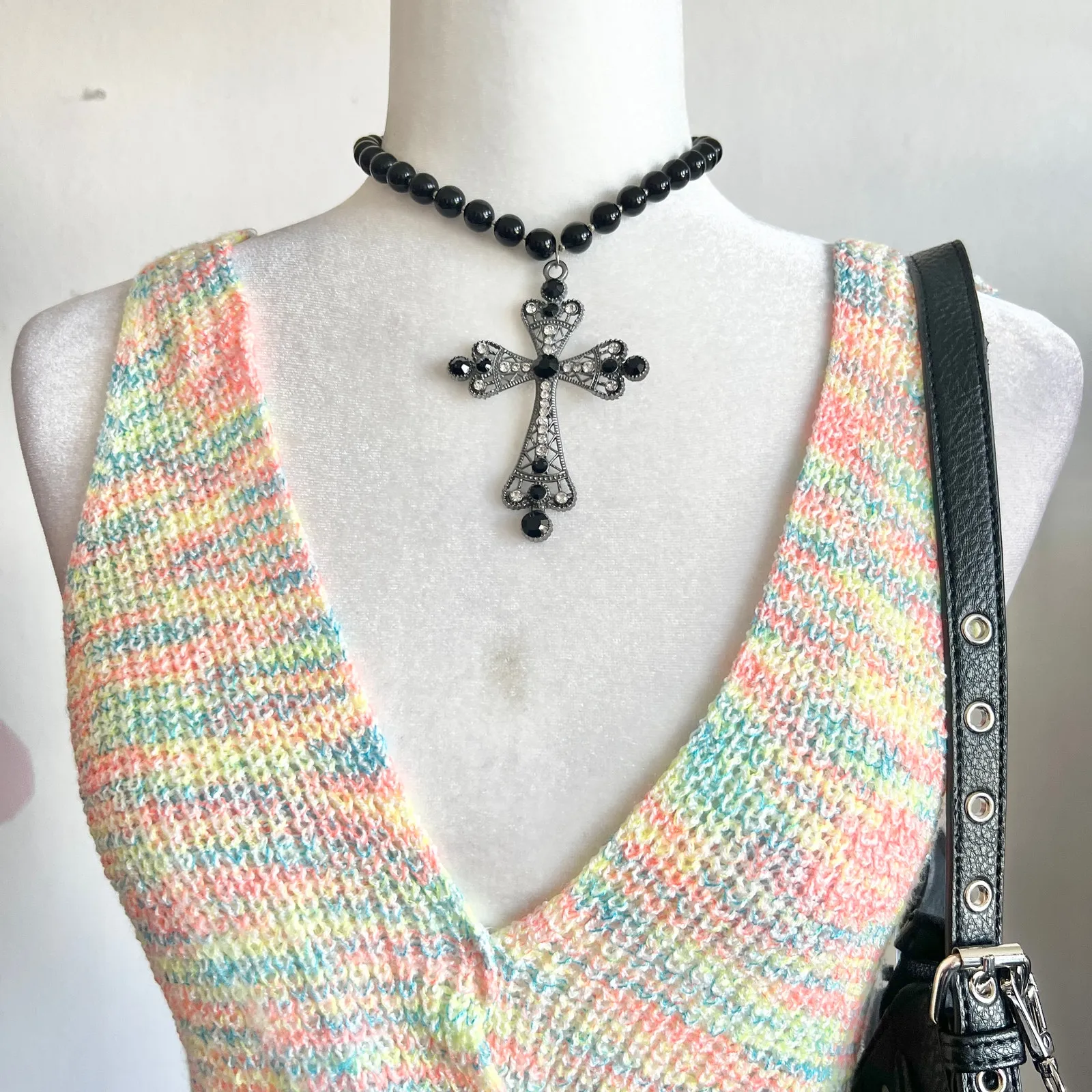 Rainbow Knit Tank Top, Retro,‎ Y2K, Rave, Festival, Vacation, Small, Pride - Image 2