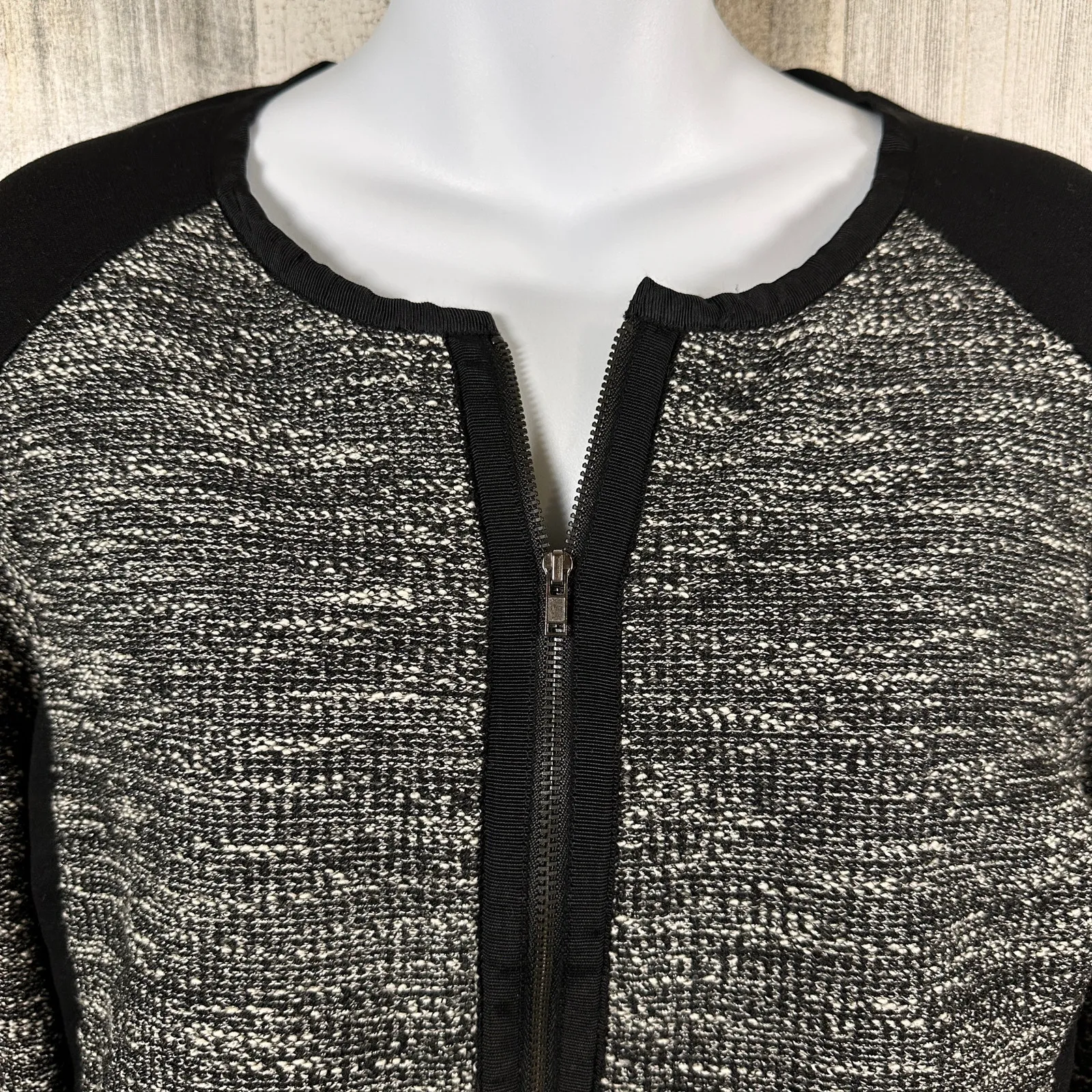 Eileen Fisher Jacket S | Tweed Zip-Up | Black White Grey | Pockets | MSRP $268 - Image 4
