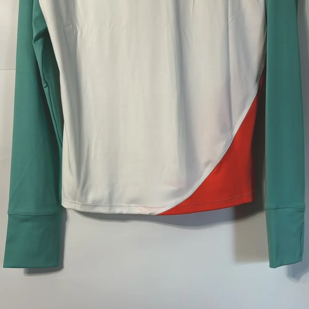 Reebok Running Carrera 1/4 Zip Speedwick L/S top White/Teal Size L NWT - Image 13