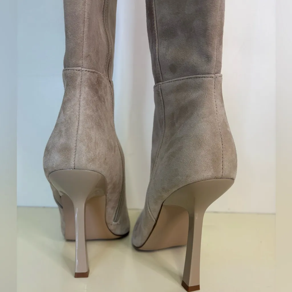 NWT Bloomingdale’s Aqua Taupe Suede Heeled Boots - Image 8