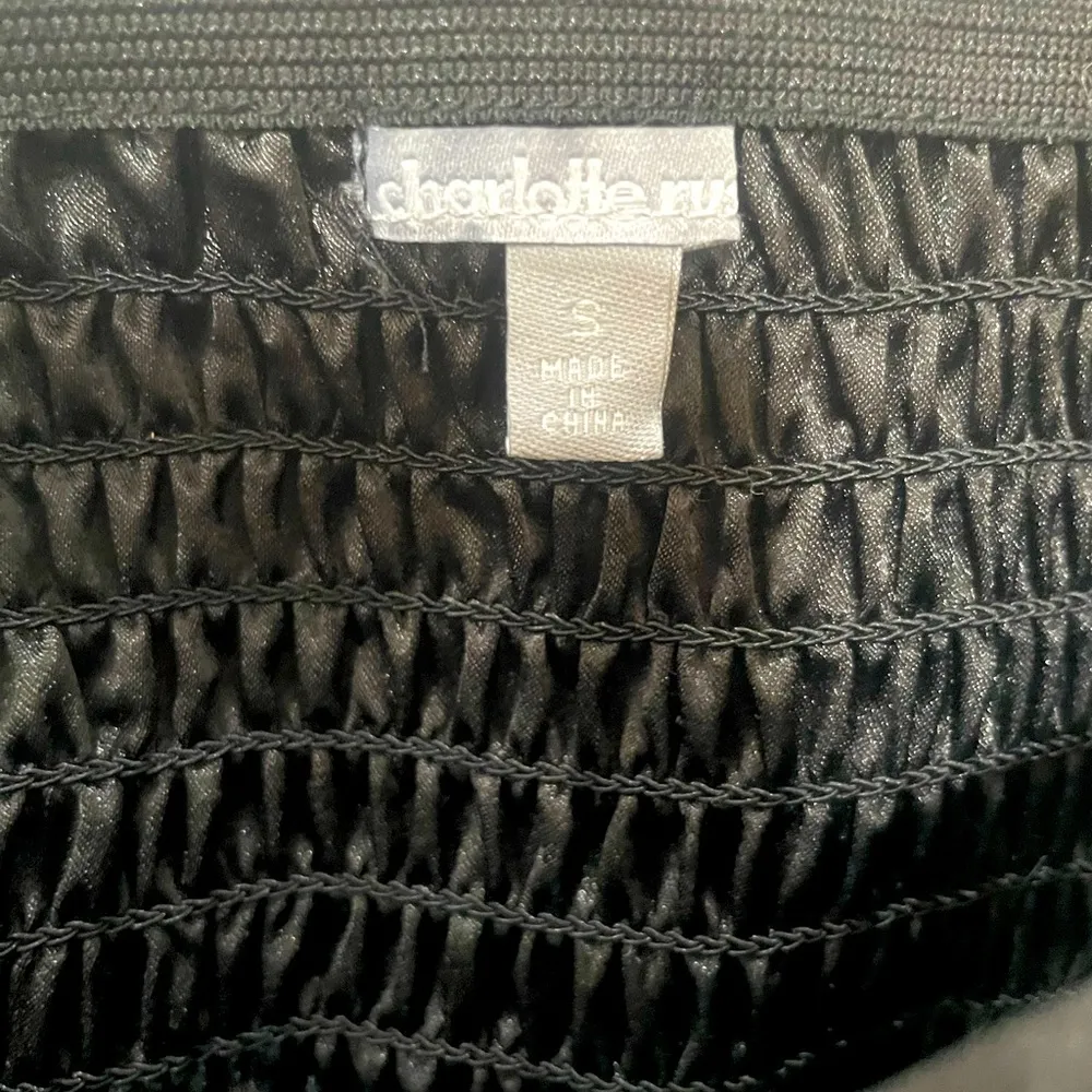 Black Strapless Peplum Top - Image 8