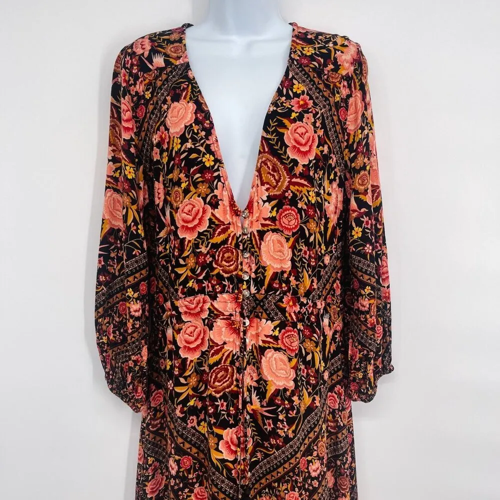 Spell & The Gypsy Collective Babushka Printed Maxi Gown Dress Babs Floral FP Black Size L - Image 5