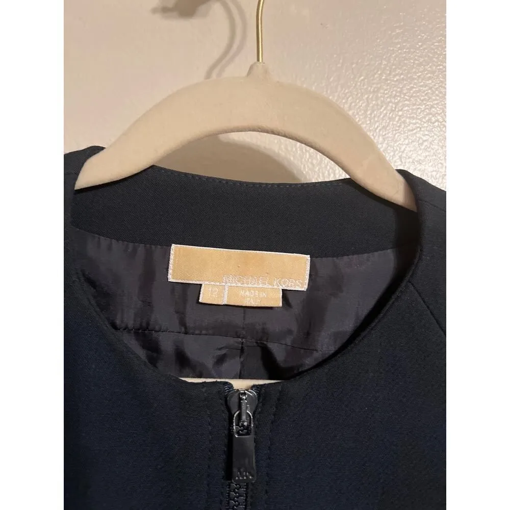 Michael Kors Virgin Wool Short Sleeve Zip Up Top Sz. 12 - Image 3