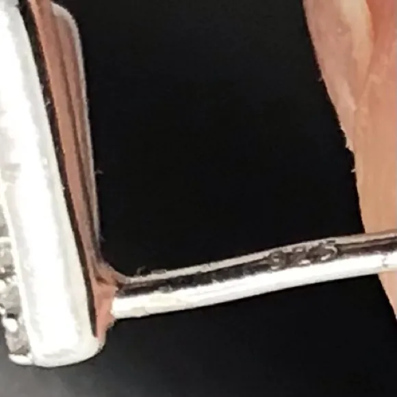 STERLING SILVER 925 & GENUINE ROUND DIAMONDS EARRINGS & DOUBLE BAR NECKLACE SET - Image 6