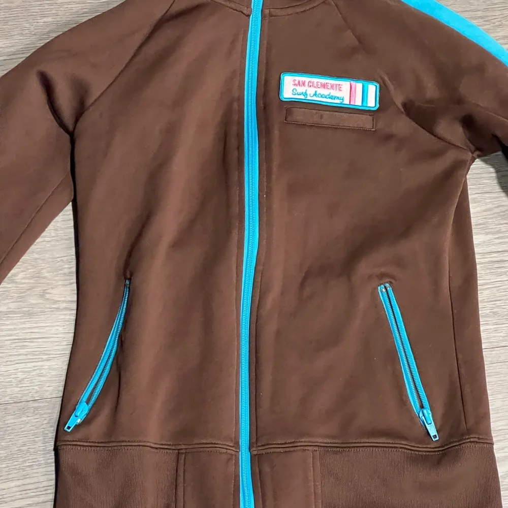 Hollister Women’s Size Small Track Jacket Brown San Clemente Surf Academy - Image 4