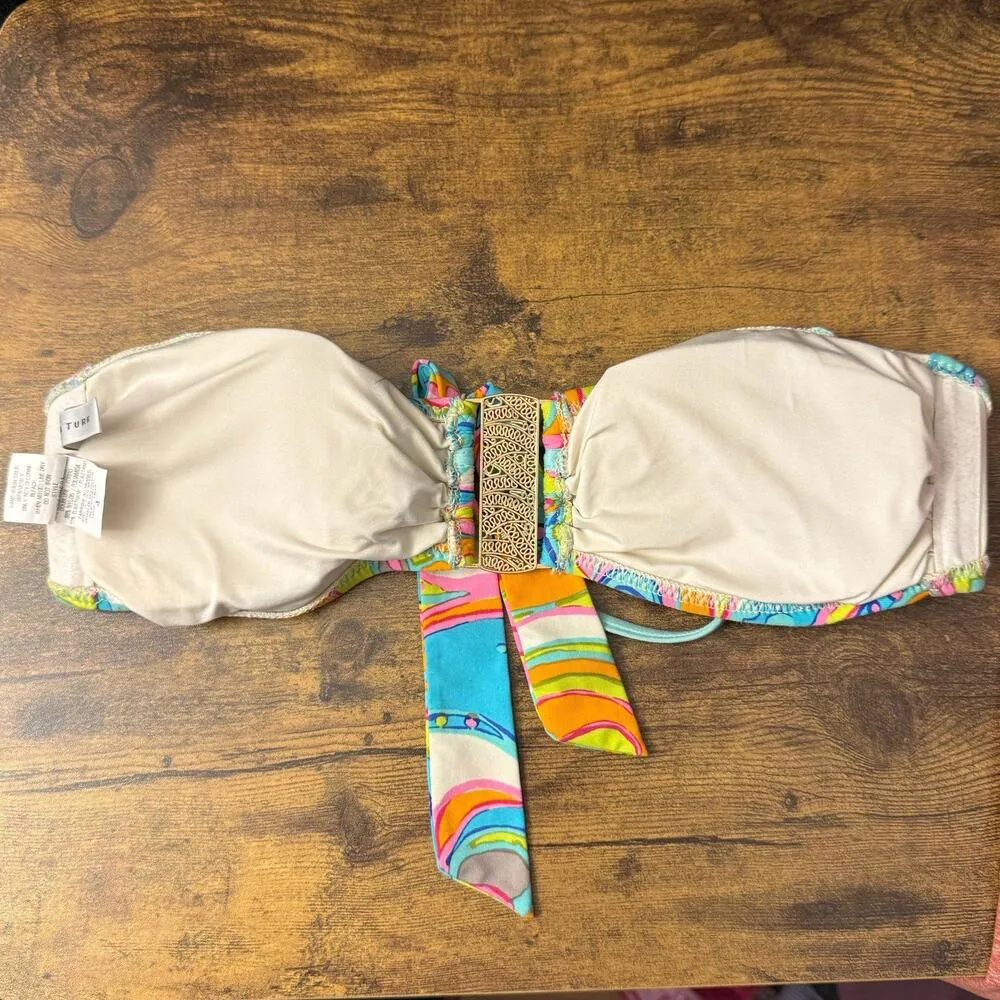 Trina Turk Cosmos Neon Print Buckle Bandeau Top size 4 - Image 4