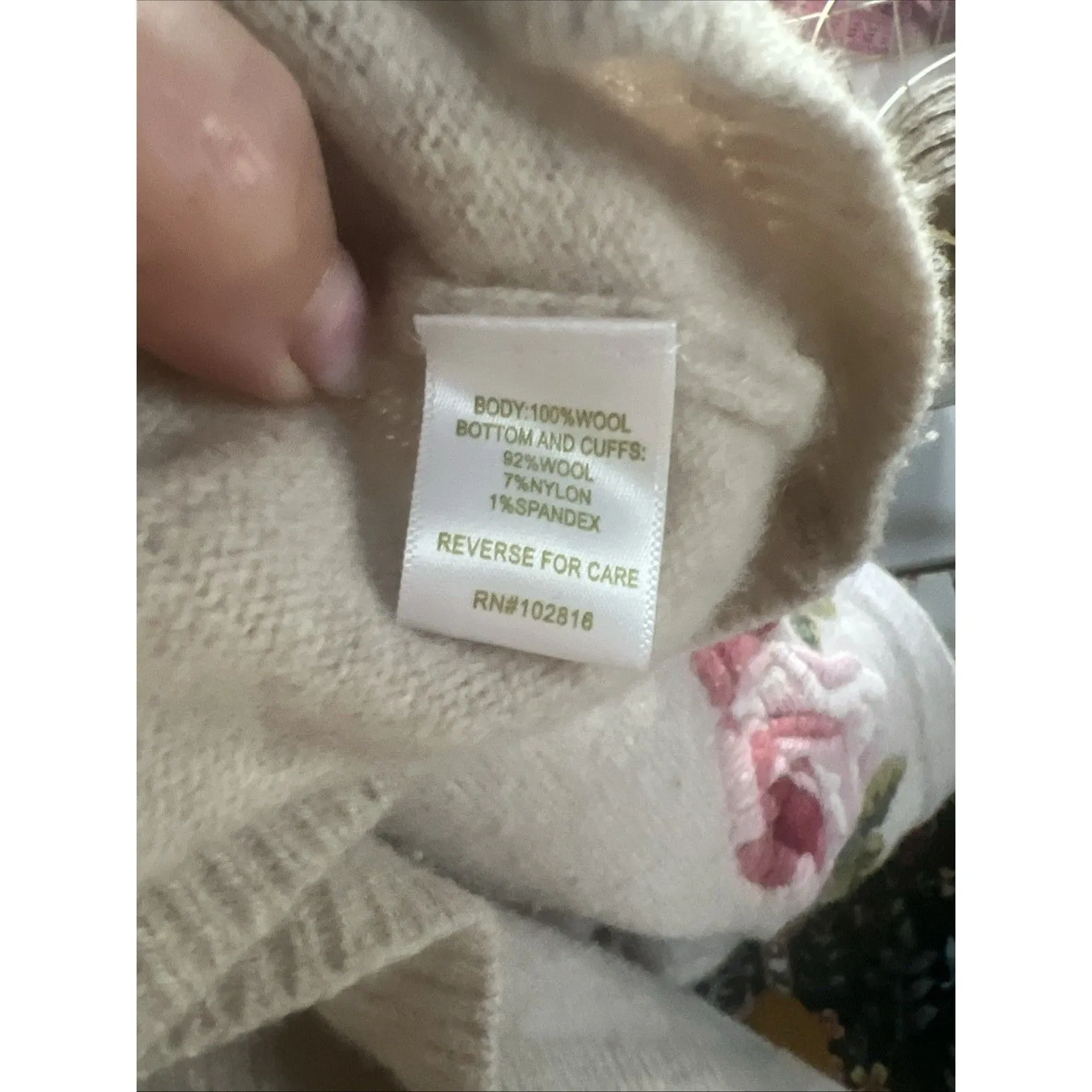 Garnet Hill Crewel Floral Embrodiered Cardigan 100% Wool Medium - Image 7