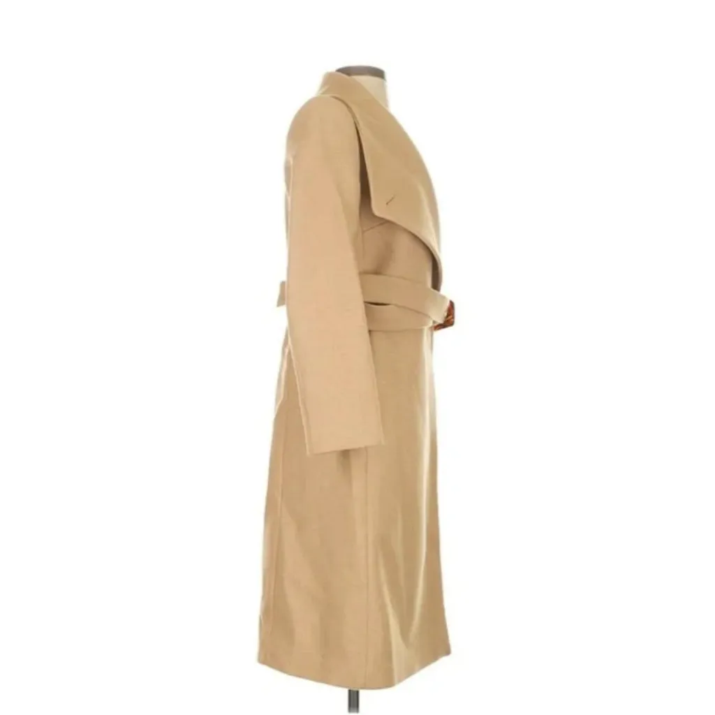 Mango Women's Beige Coat L Size Tan Size L - Image 3