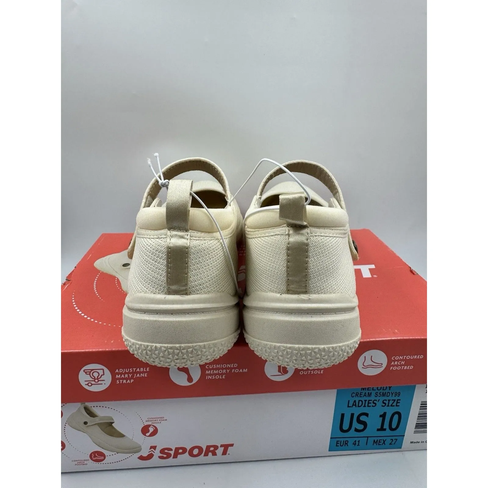 Jsport Womens Shoes Cream Mary Jane Memory Foam Contoured Arch Lightweight Sz 10 - Image 5