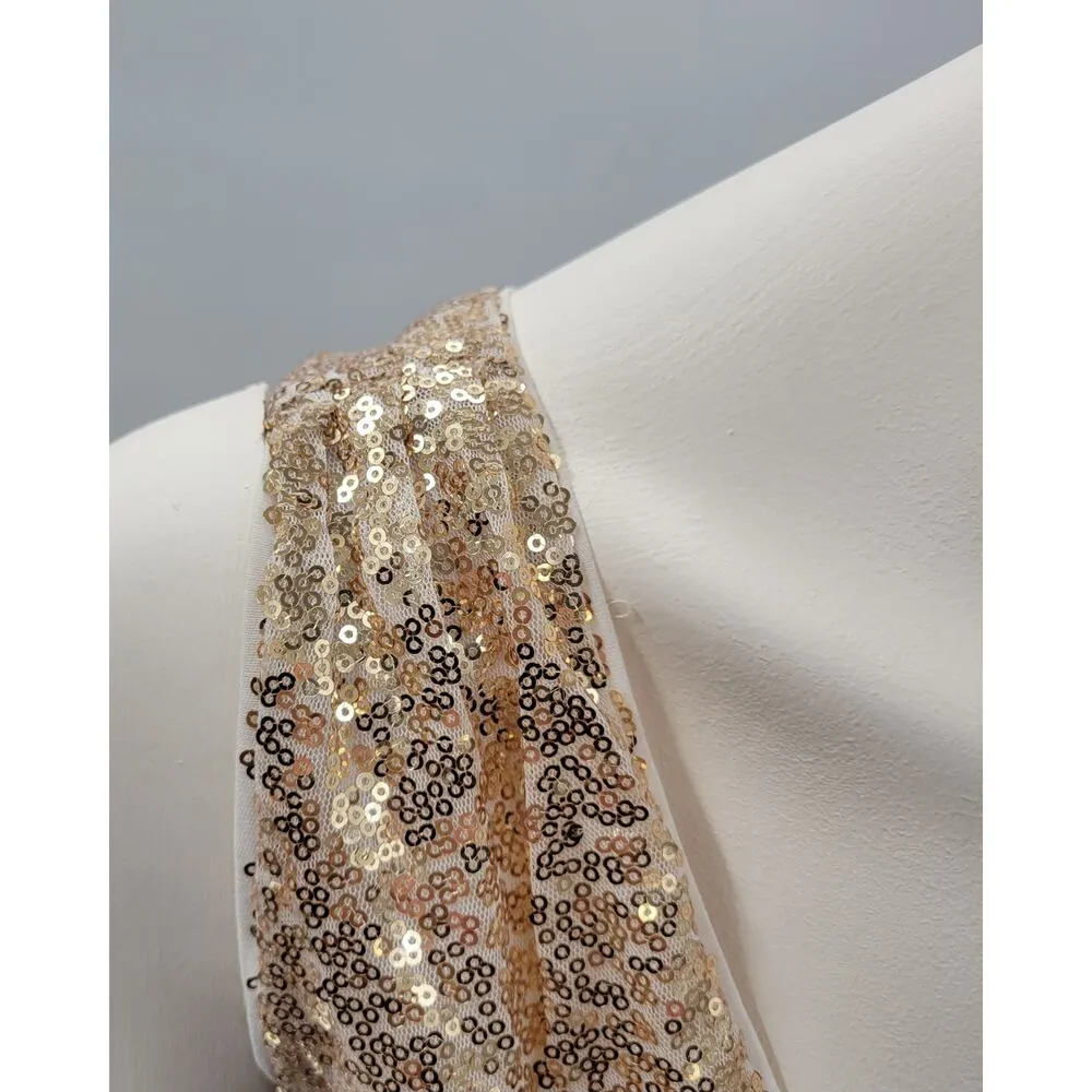 Kate Kasin Evening Gown Womens 8 Gold Sequined V - Image 13