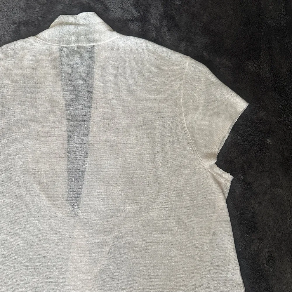 Hemp Cap Sleeve Sheer Long Open Cardigan in Opal Cream Size Large - Image 8