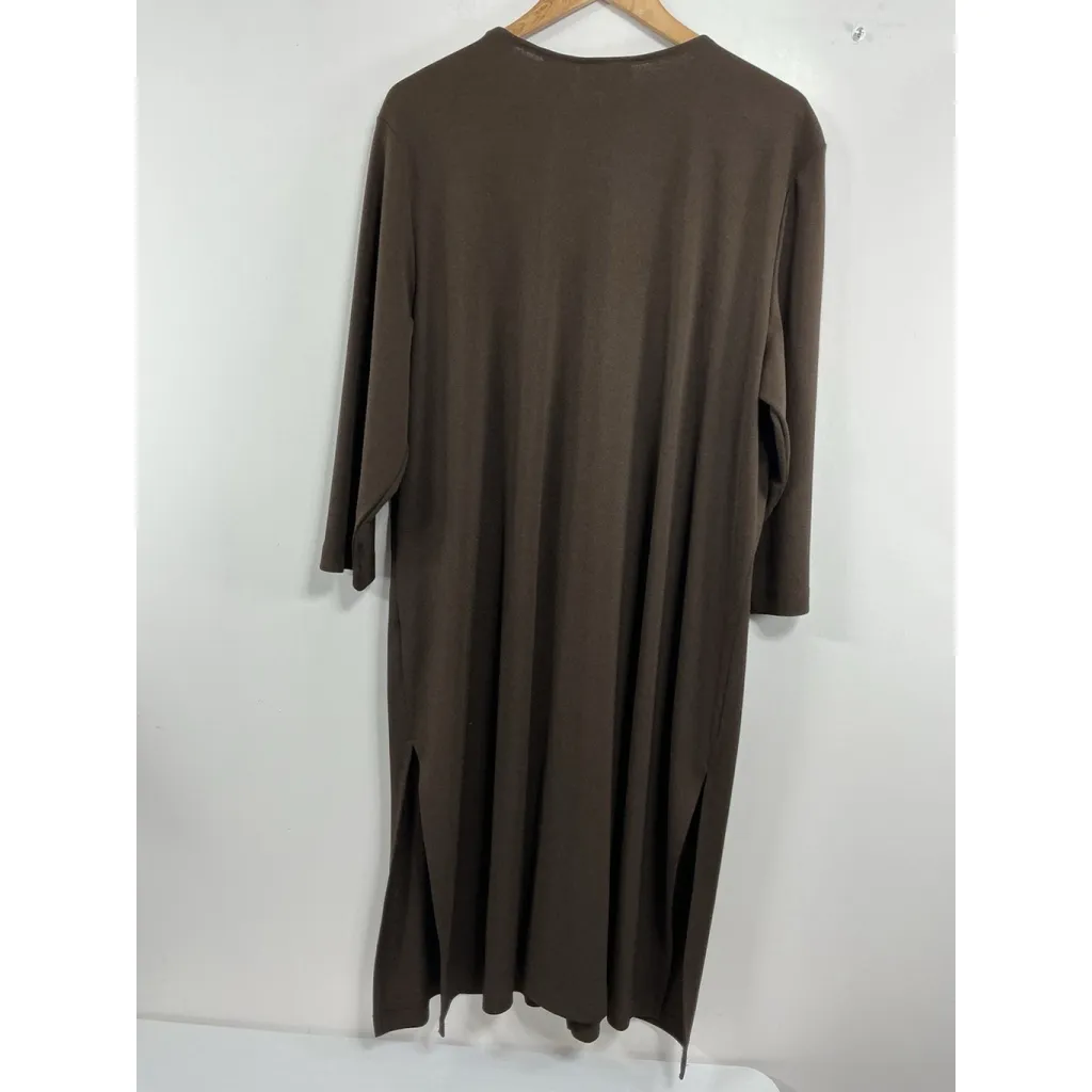 Womans Worthington Woman Cardigan Sweater 2X Brown V Neck Button Down 3/4 Sleeve - Image 2