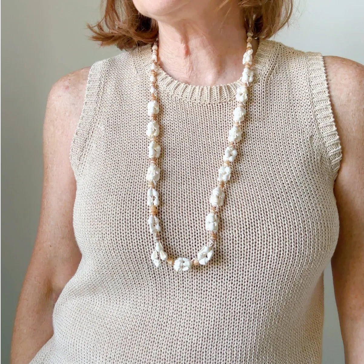 Set of 4 Seashell long strand necklaces Beachy Indie Vintage Jewelry Boho - Image 3