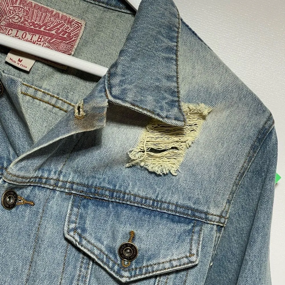 Brooklyn Cloth Distressed Denim Oversized Jacket Medium - Image 5