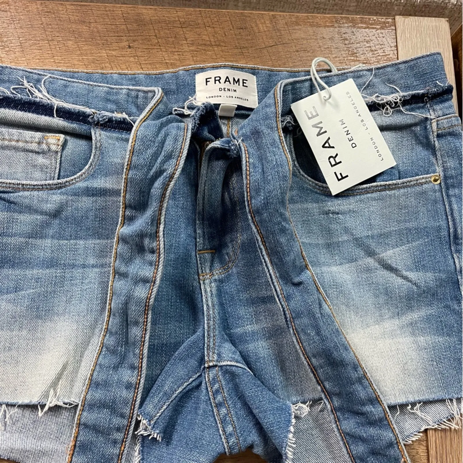 NWT FRAME Le Cutoff Denim Shorts in Hannington Tie Waist Size 26 Jean Shorts - Image 5