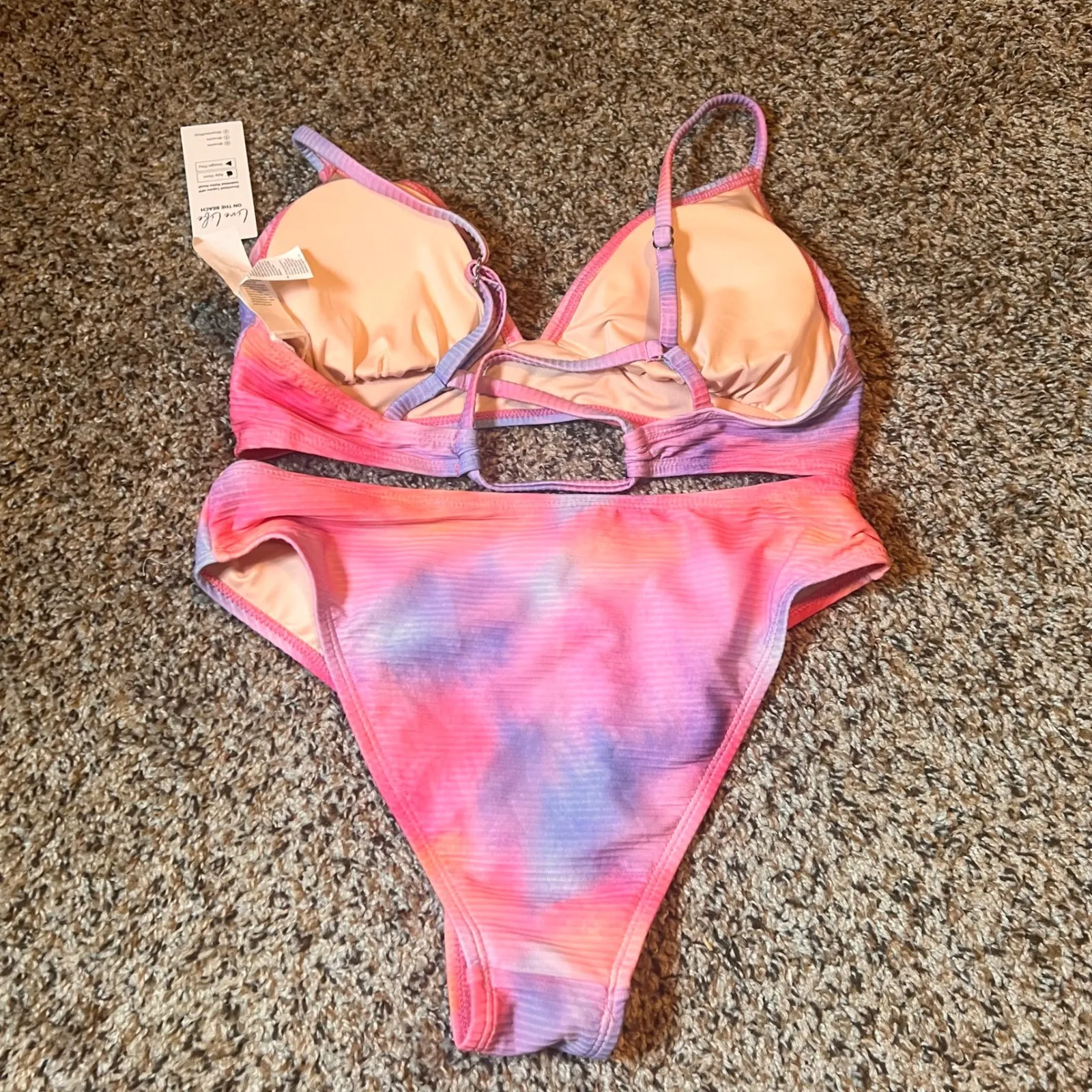 Cupshe Tie Dye Bikini Set Ribbed Two‎ Piece Swimsuit Medium - Image 7