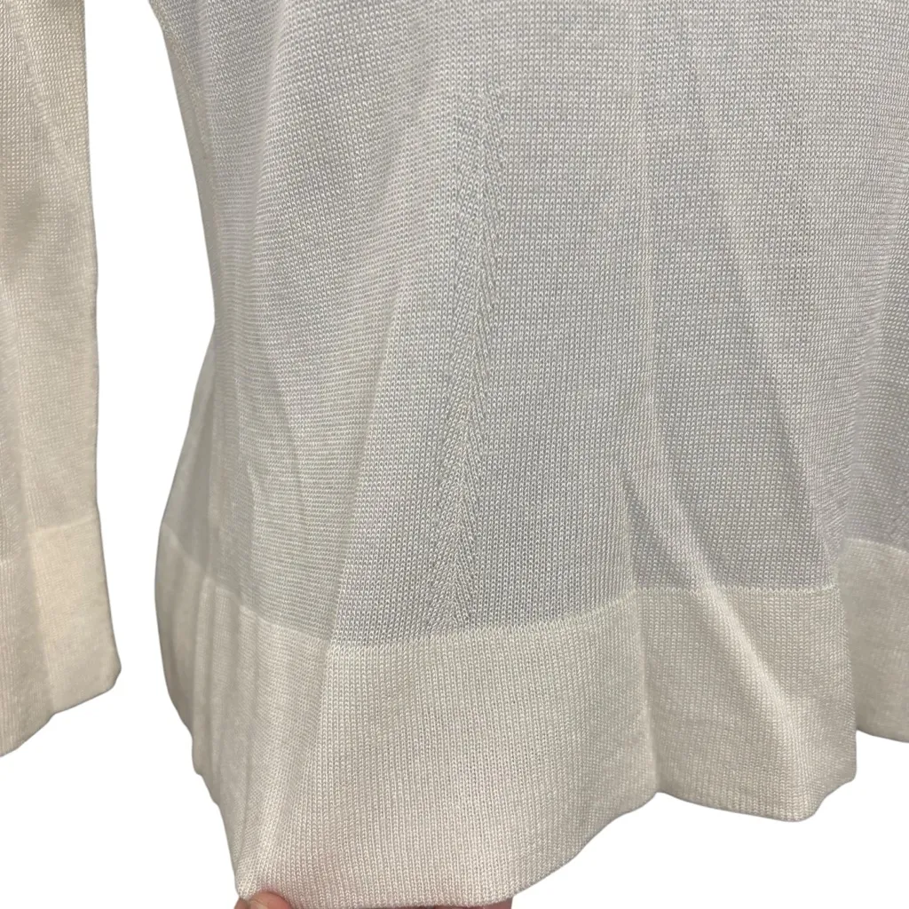Ann Taylor Loft Women’s Size‎ Small Sheer White Sweater Button Back Rayon Blend - Image 6