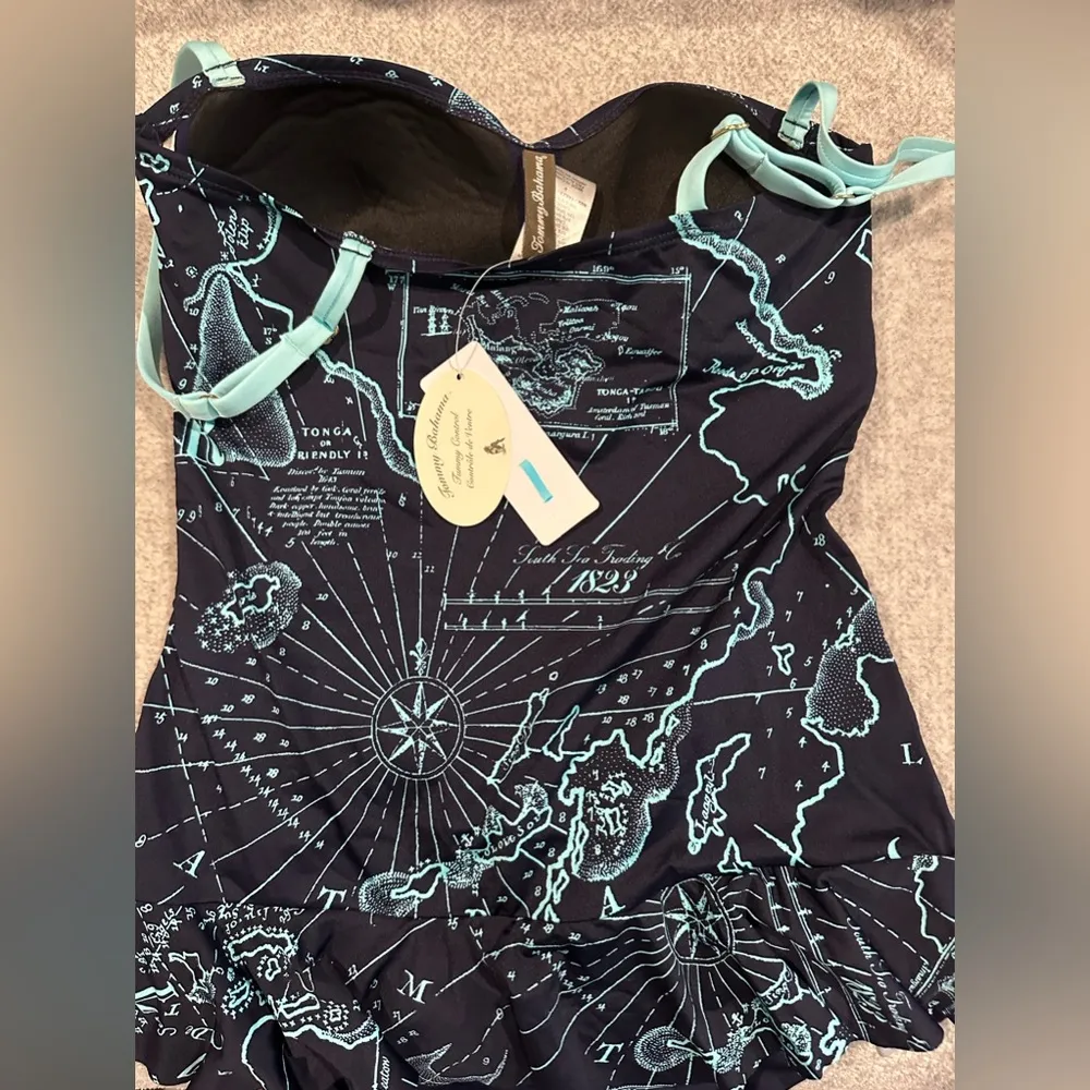 New with tags one piece swimsuit| vintage map/ sweetheart it’s cup size 4 blue - Image 4