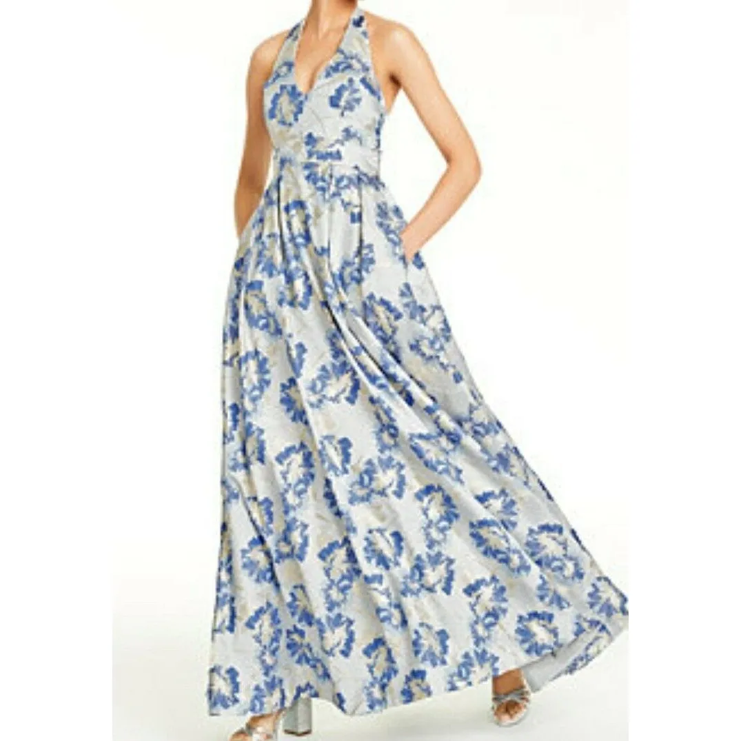 Speechless Blue Metallic Halter Evening Formal Dress Gown Size‎ 0 New with Tags - Image 5