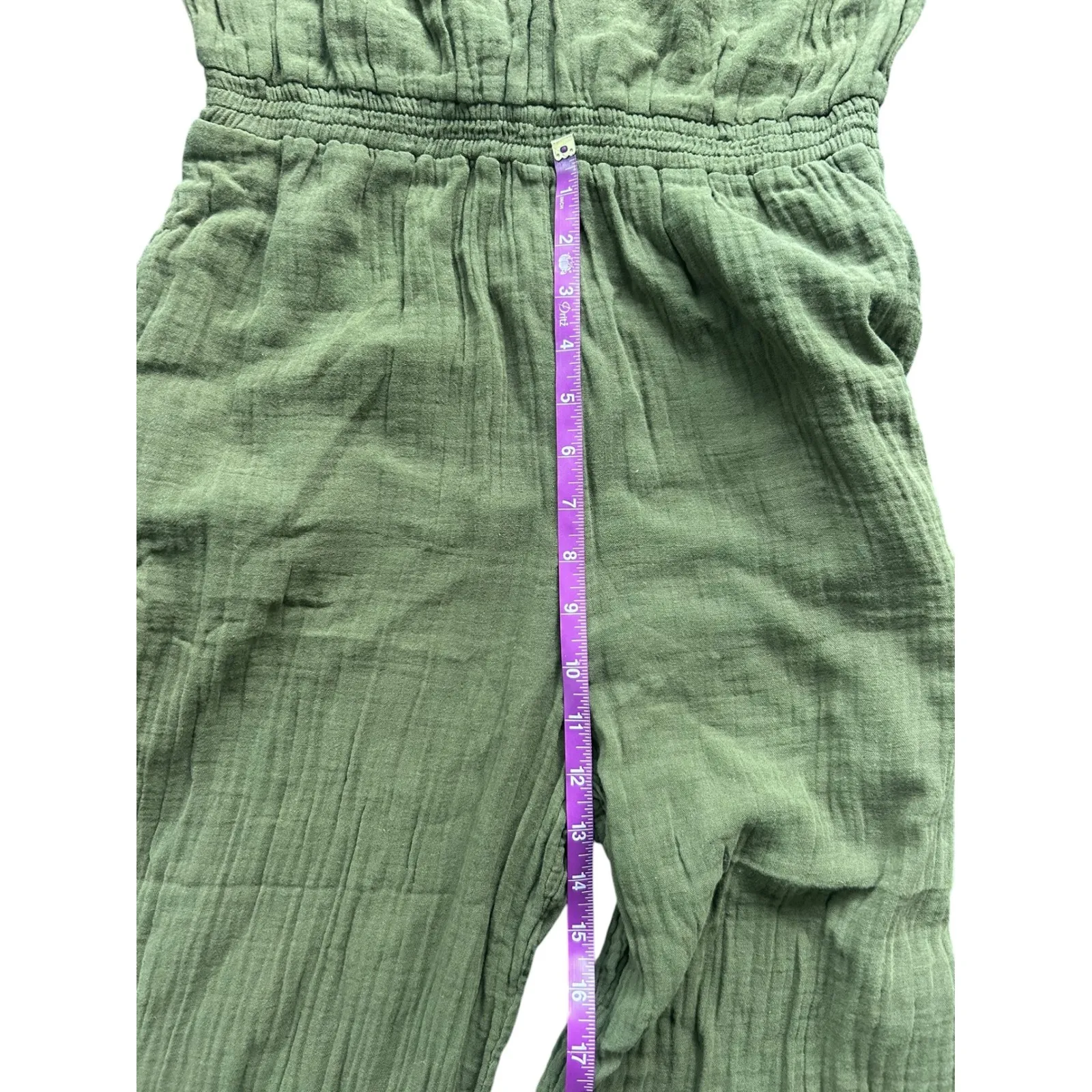 Xirena Jumpsuit Nell Cotton Gauze in Basil Green Wide Leg V Neck Medium - Image 8