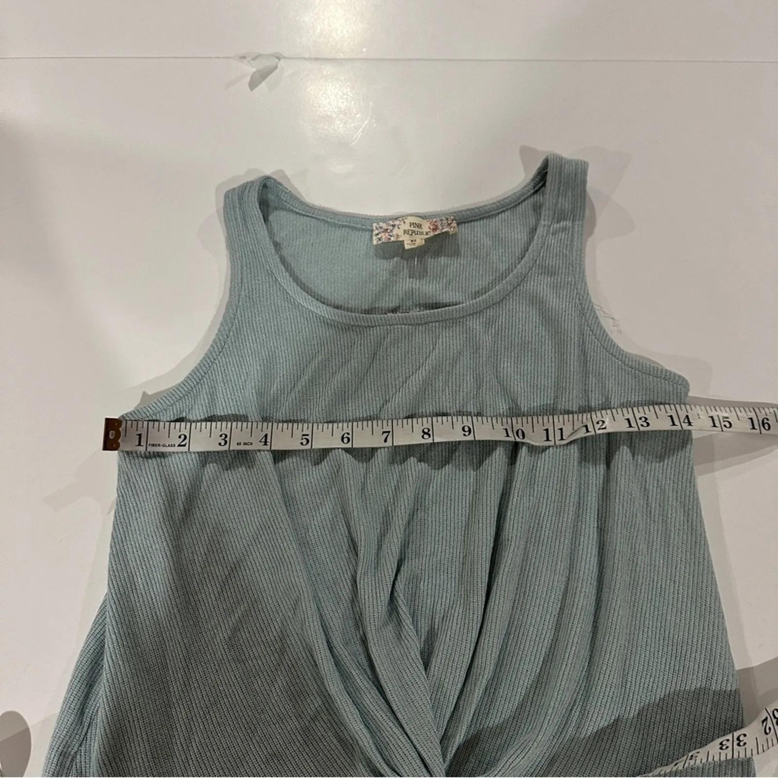 Pink Republic Light Blue Raindrop‎ Ribbed Tie Sleeveless Tank Top Size XS - Image 8
