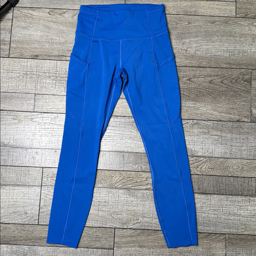 Blue High-Waisted Leggings with Pocket - Image 2