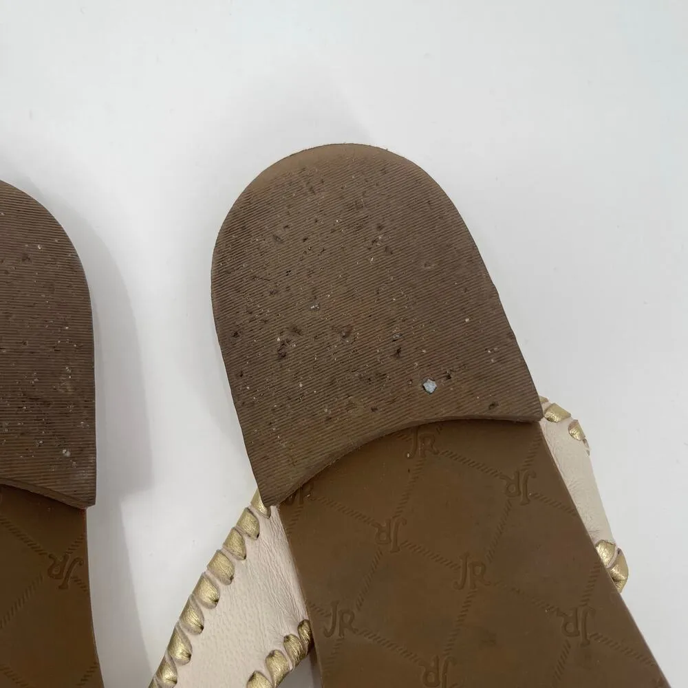 Jack Rogers Alana Sandals Size 9 Tassel Thong Slip On Leather Bone Gold Summer - Image 10