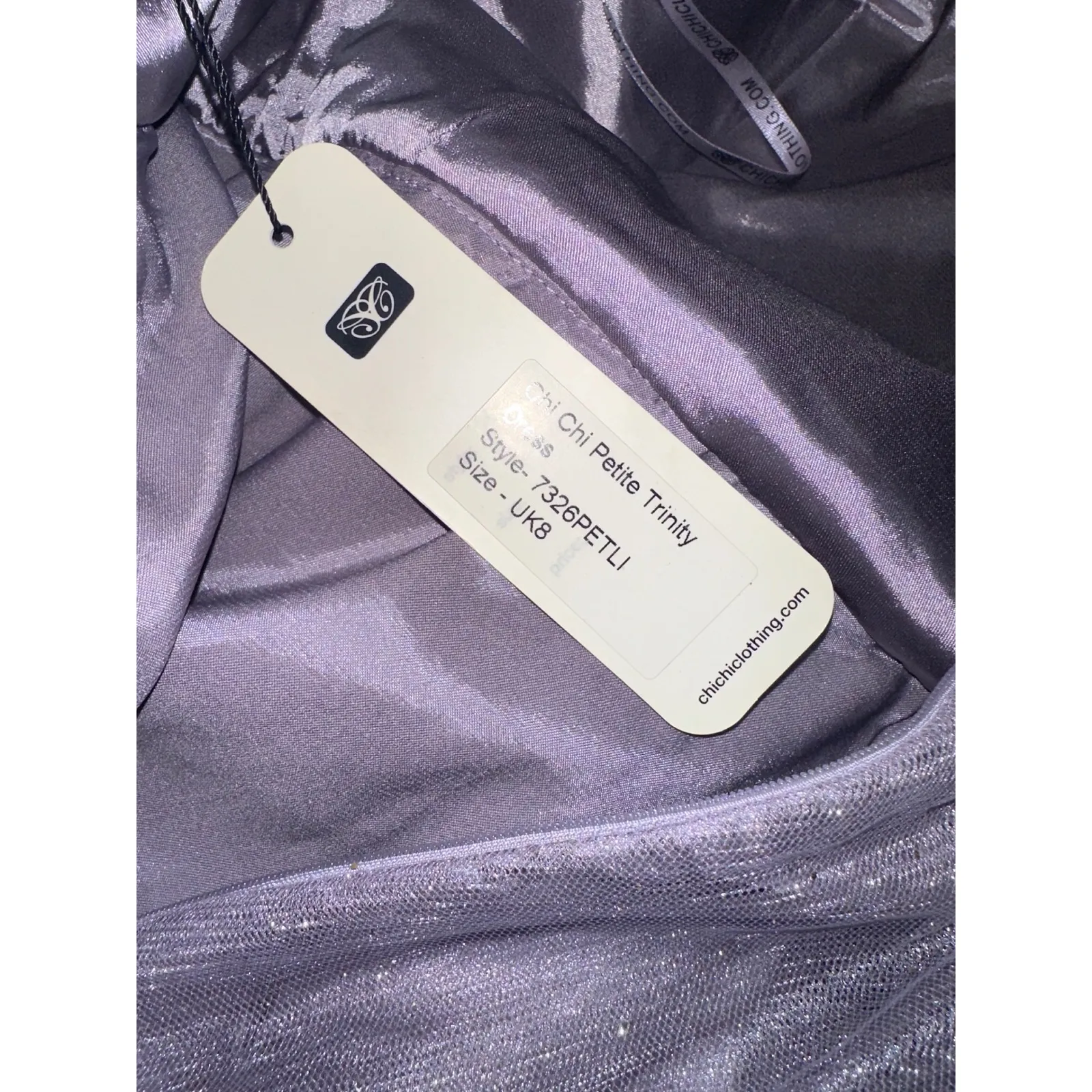 Chi Chi London Petite Purple Glitter Tulle Fit Flare Dress US 4 EU 36 - Image 10