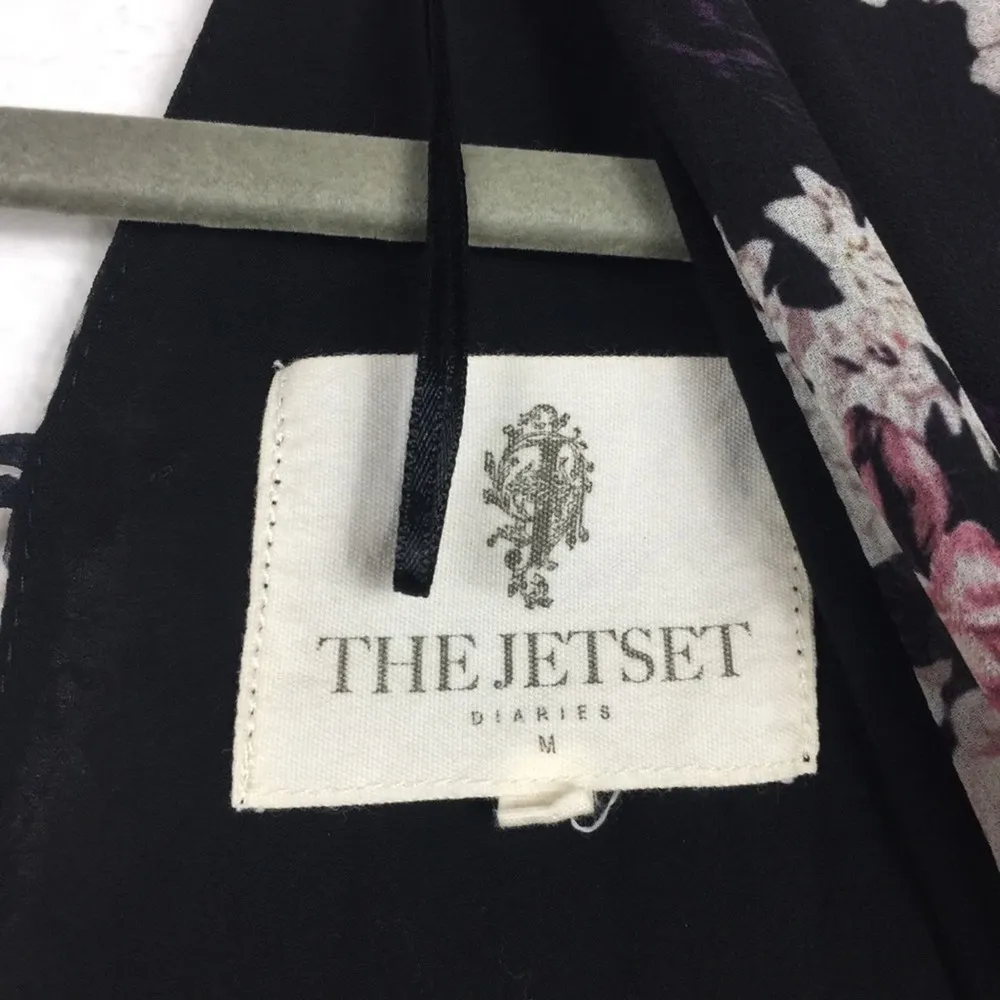 The Jetset Diaries Rosa Black Floral Chiffon Wrap Lace Up Maxi Dress Medium - Image 8