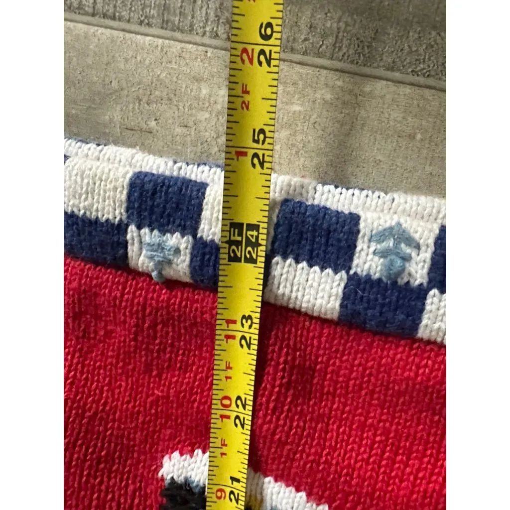 Quacker Factory  Nautical Knit Sweater button Cardigan Red L lighthouse boat - Image 5