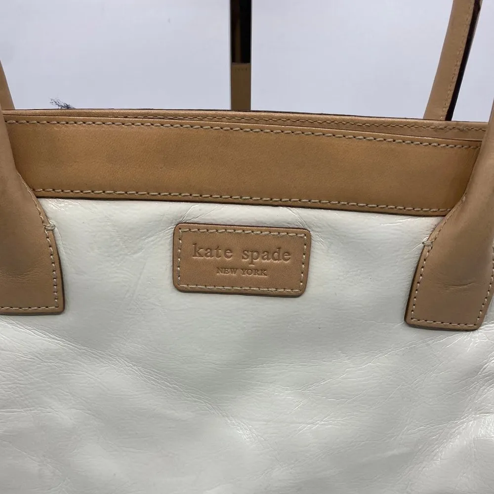 Kate Spade White Tan Leather Medium Size Handbag - Image 4