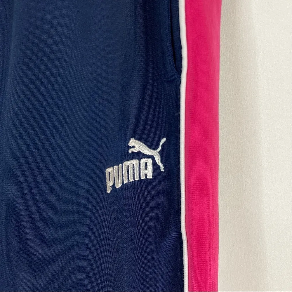 3/$30 Puma | Navy/Pink Stripe Athletic Sweatpants S - Image 3