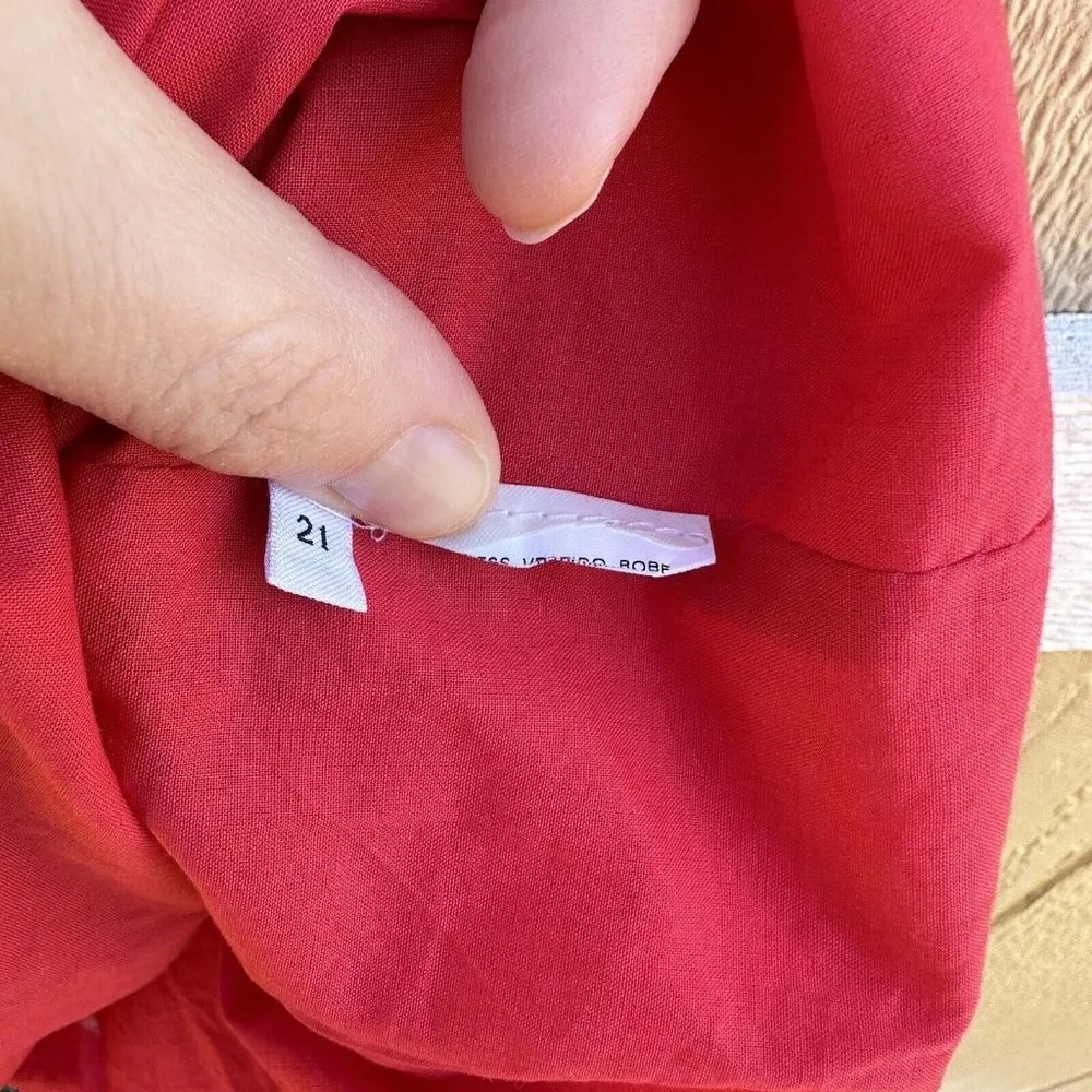 Voyage by Marina Rinaldi Red Lined Linen Shift Dress Women’s Size EU 21 US 12 - Image 4