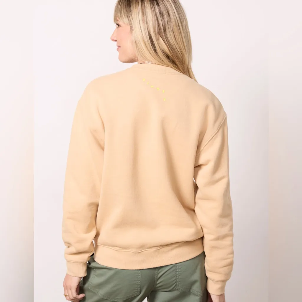 Clare V. Le Drop Sweatshirt 'CIAO' Print Sand Color | L Tan Size L - Image 3